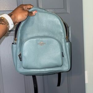 Coach Light Blue Pebble Leather Mini Backpack with Gold Hardware